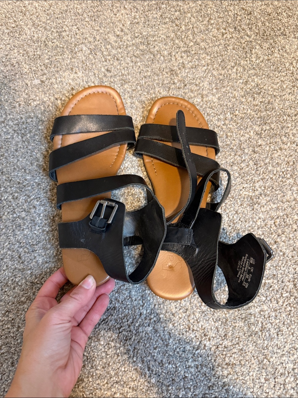 Women’s Black Strappy Sandals - Comfortable Summer Shoes